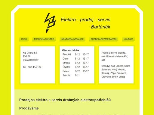 prodejna a servis elektrospotřebičů ve staré boleslavi. prodáváme elektromateriál a spotřebiče, montujeme antény a sat a mnohé další.