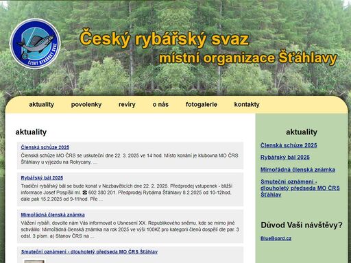 črs šťáhlavy, mo šťáhlavy, aktuality, povolenky, revíry, o nás, fotogalerie, diskuze, kontakty