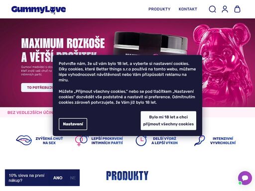 podpořte erekci s nástupem do 30 minut a výdrží až 6 hodin. lepší výkon, vyšší citlivost a silnější chuť. určeno pro muže i ženy. diskrétní balení, žádné vedlejší účinky, pohodlné užívání. vyzkoušejte gumové medvídky gummylove.cz