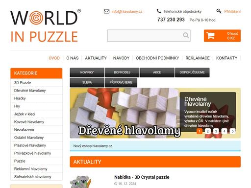 internetový obchod prodávající kovové a dřevěné hlavolamy, hračky, hry a 3d puzzle 