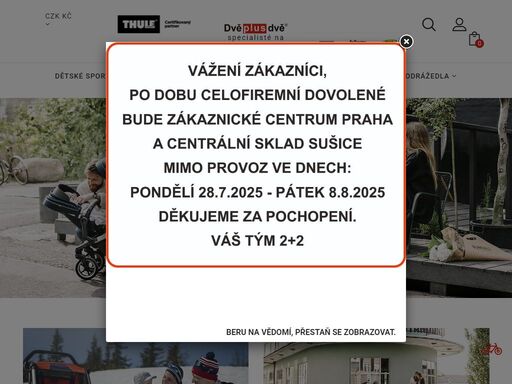 dvě plus dvě je tradiční specialista na přepravu dětí, který dodává kvalitní vozíky za kolo, bezpečné kočárky, cyklopříslušenství (vozík za kolo, sportovní kočárek, odrážedlo) značek thule, croozer, follow me, trail gator, bob.