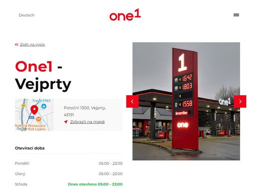 síť 33 čerpacích stanic one1 na česko-německých hranicích v západních a severních čechách.