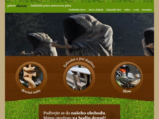 galerie abakuk z hanušovic nabízí řezbářské práce, dřevěné sochy, sruby a další nejen zahradní doplňky ze dřeva. dále pořádá několikrát ročně dřevosochání a umělecké sochání po celé čr.