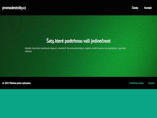 promodestniky.cz nabízí široký výběr elegantních a pohodlných dámských šatů. objevte stylové kolekce pro každou příležitost a najděte svůj dokonalý outfit.