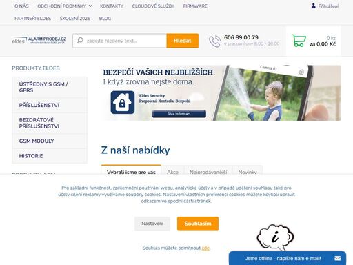 internetový obchod se zabezpečením, alarmy a dalšími komponenty eldes.