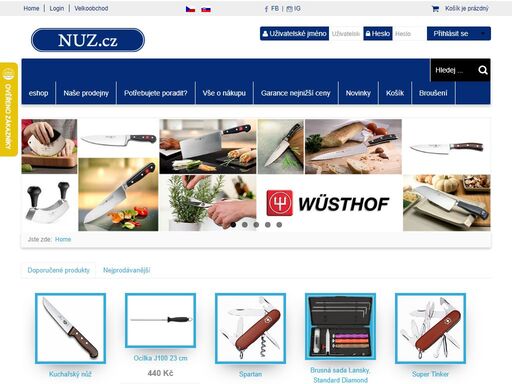 nuz.cz - nožířství s dlouholetou tradicí. prodáváme nože, katany, manikůry a mnoho dalšího. čtyři kamenné prodejny.