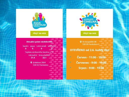 největší aquapark ve východních čechách a venkovní koupaliště cihelna