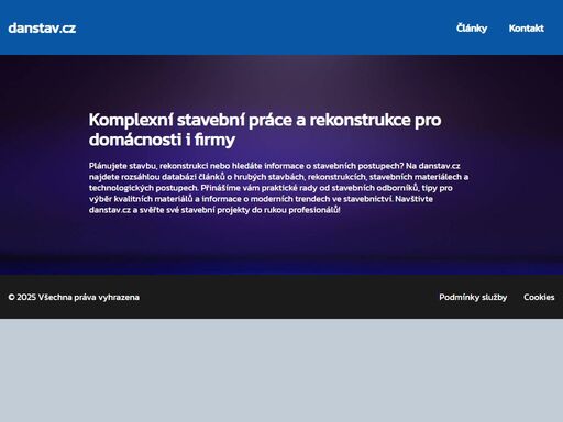 vše o stavebnictví, rekonstrukcích a stavebních materiálech. odborné informace, rady a tipy pro stavbu nebo přestavbu vašeho domova na danstav.cz