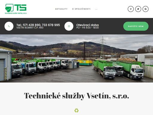 technické služby vsetín - zajištění odvozu odpadů, kontejnerová doprava, odtahy vozidel, půjčovna vozíků