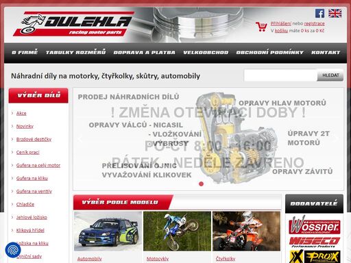 náhradní díly na motorky, čtyřkolky, skůtry, automobily - oulehla motor parts s.r.o.