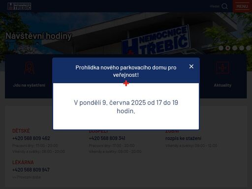 oficiální stránky nemocnice třebíč. naleznete zde veškeré informace a kontakty na ambulance, oddělení a jejich pracovníky. navštivte náš web!
