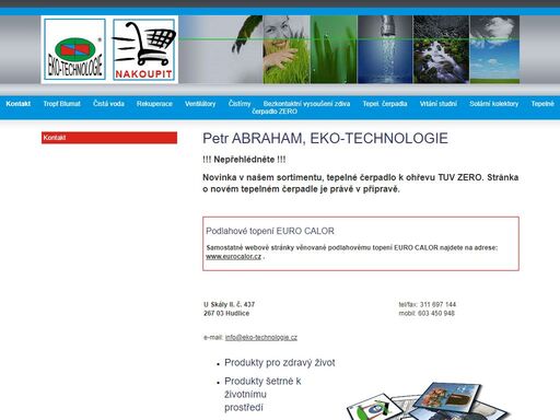 eko-technologie, petr abraham, tropf blumat, čistá voda, rekuperace, ventilátory, čistírny