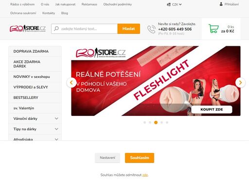 náš sexshop nabízí erotické pomůcky, vibrátory, dilda, umělé vagíny,... prostě hračky pro dospělé!