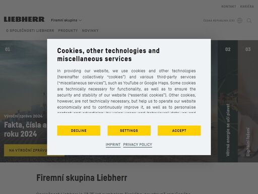skupina liebherr je jedním z;největších výrobců stavebních strojů na světě. patří rovněž mezi přední dodavatele technologií v;mnoha jiných odvětvích.