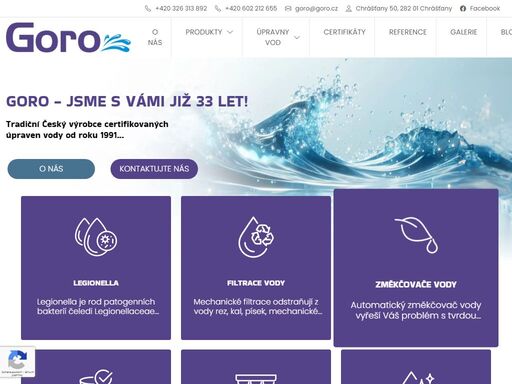goro, spol. s r.o. nabízí kvalitní zařízení domácích a komerčních úpraven vod, reverzní osmózu, elektrodeionizaci, talkové komponenty a další