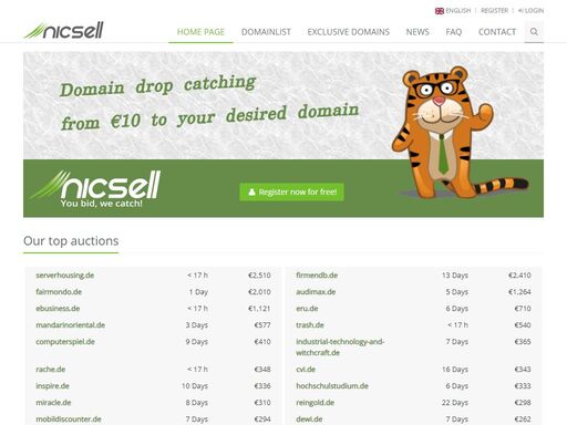 easily & quickly from 10 € to your desired domains with nicsell. simple payment with paypal. free registration. no risk.