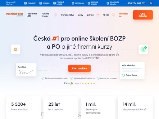 česká jednička pro online školení bozp a po. platforma instructor se kompletně postará o vstupní i pravidelná školení vašich zaměstnanců. 