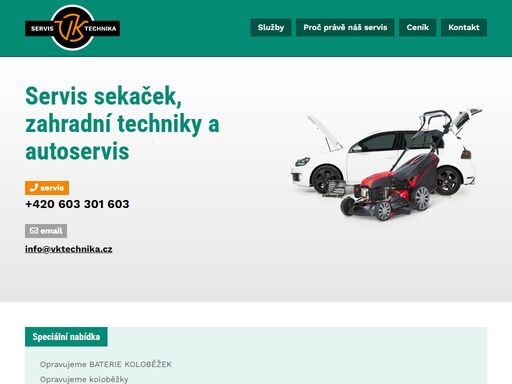 provádíme opravy veškeré zahradní techniky. 