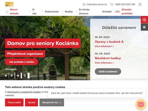 domov pro seniory kociánka, příspěvková organizace poskytuje tři druhy sociálních služeb v nepřetržitém provozu: domovy pro seniory a domovy se zvláštním režimem.