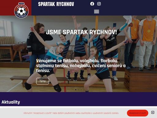 ve spartaku rychnov sk sdružujeme téměř 200 sportovců, kteří sportují v sedmi sportovních odvětvích. věnujeme se fotbalu, volejbalu, florbalu, stolnímu tenisu, nohejbalu, cvičení seniorů a tenisu.