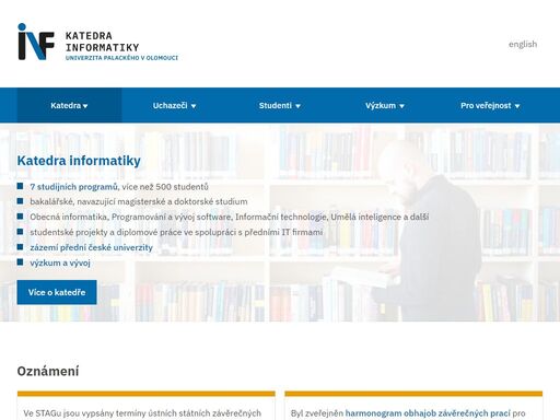 informatika v olomouci. stránka katedra informatiky na přírodovědecké fakultě univerzita palackého v olomouci.