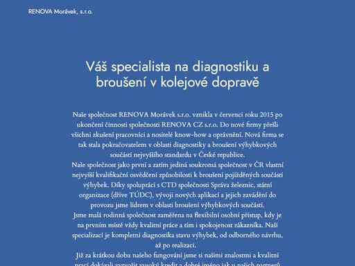 specialista na diagnostiku a broušení v kolejové dopravě. broušení kolejnic.