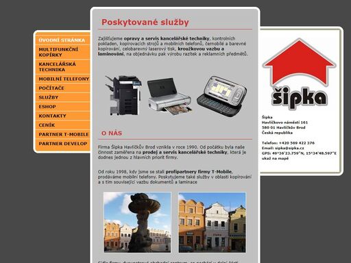 šipka havlíčkův brod - mobilní telefony, kancelářská technika, kopírky