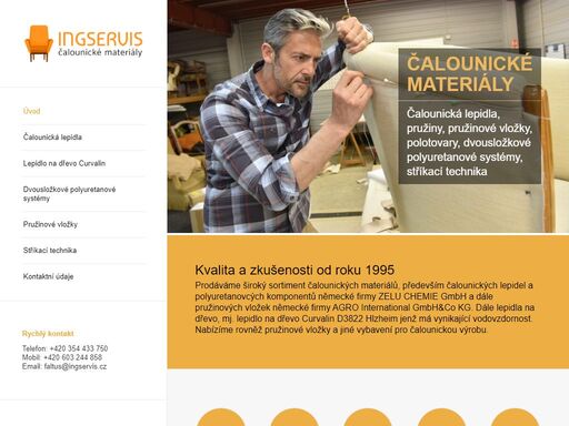 prodáváme čalounické materiály - čalounická lepidla, lepidla na dřevo, dvousložkové polyuretanové komponenty, formovací a spojovací pěny, pružinové vložky aj.
