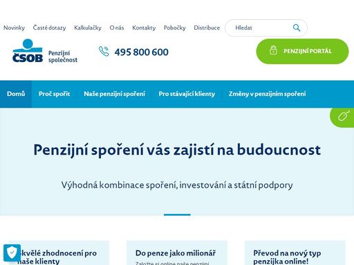 penzijní spoření od čsob výhodně kombinuje spoření na penzi, investování a státní podporu. vysoký a bezpečný výnos. 