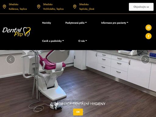 zubní centrum se 13 moderně vybavenými ordinacemi stomatologie a dentální hygieny v teplicích a jílovém u děčína. naši zubaři a dentální hygienistky patří mezi špičku v oboru. profesionalita, kvalita a citlivý přístup.