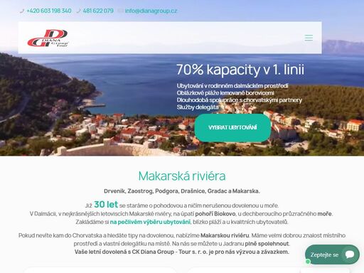cestovní kancelář diana group tour to je vaše dovolená na makarské riviéře. dovolená v chorvatsku.