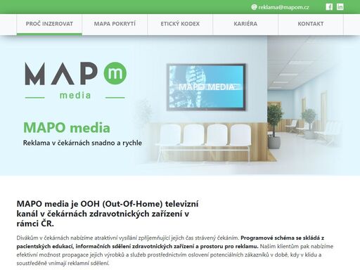 vaši reklamu uvidí tisíce diváků! jsme out-of-home televizní kanál v čekárnách zdravotnických zařízení. nabízíme prostor pro efektivní propagaci. 