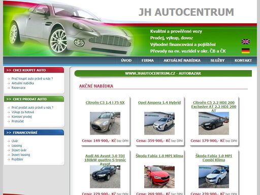 jh autocentrum - výkup, prodej, leasing, převody na evidenci vozidel v okresech čb a čk, komisní prodej