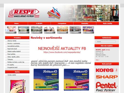 respe brno nabízí široký sortiment papírnictví a kancelářské potřeby.