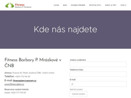 kontaktní informace na plzeňské fitnesscentrum