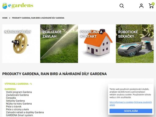 egardens?specialisti na sortiment gardena a rain bird?prodáváme náhradní díly gardena, mcculloch a partner?robotické sekačky gardena ?závlahový systém rain bird