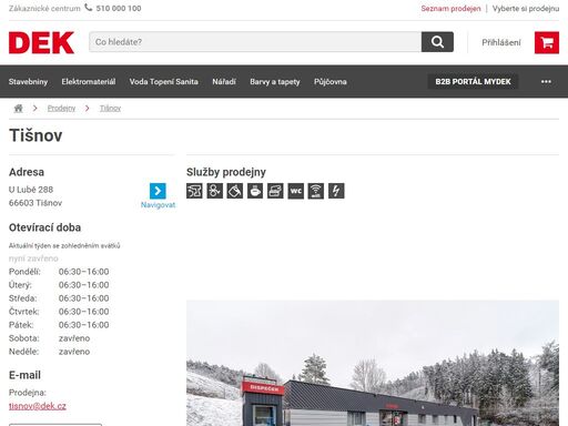 stavebniny dek tišnov. přijeďte si vybrat, co potřebujete pro svou stavbu nebo rekonstrukci. služby a otevírací doba na prodejně tišnov.