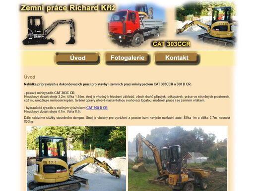 nabídka přípravných a dokončovacích prací pro stavby i zemních prací minirypadlem cat 303ccr