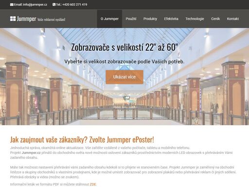 vaše reklamní vysílání, přehrávání videa, zobrazení fotografií, webové stránky, digital signage