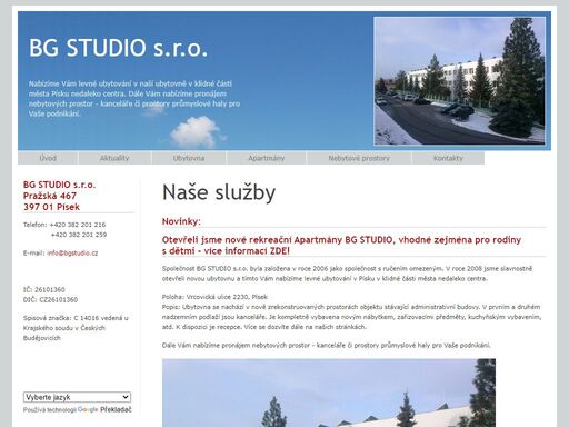 novinky:otevřeli jsme nové rekreační apartmány bg studio, vhodné zejména pro rodiny s;dětmi - více informací zde!&