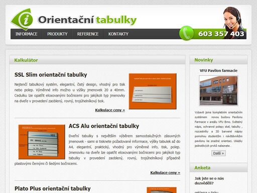 orientační tabulky, vše pro orienační systémy
