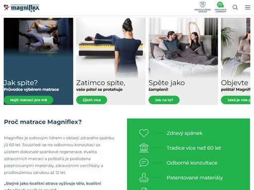 magniflex je světovým lídrem v oblasti zdravého spánku již 60 let. soustředí se na odbornou konzultaci za účelem dokonalé spánkové regenerace.