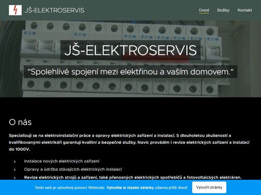 specializuji se na elektroinstalační práce a opravy elektrických zařízení a instalací. s dlouholetou zkušeností a kvalifikovanými elektrikáři garantuji kvalitní a bezpečné služby. navíc provádím i revize elektrických zařízení a instalací do 1000v.
