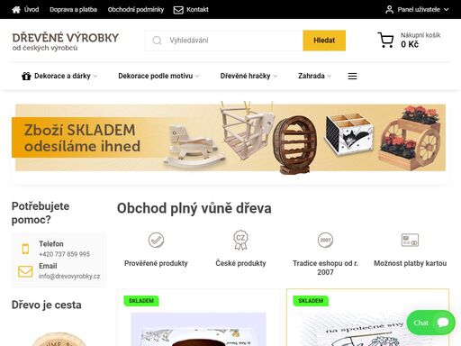 už od roku 2007 nabízíme různé dřevěné výrobky českých výrobců. najdete u nás zahradní květináče, dekorace, dárkové předměty, vánoční a velikonoční dekorace, dřevěné hračky pro holky a kluky, houpačky. oblíbené jsou také vinotéky nebo stojany na stromky.  
