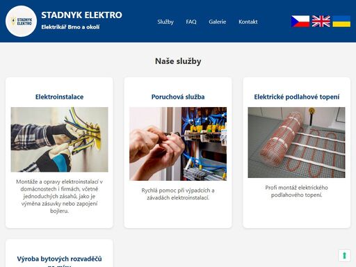 hledáte elektrikáře v brně a oklí? potřebujete vyměnit zásuvku, vypínač nebo rozvaděč? zapojit indukční varnou desku, bojler nebo venkovní světlo? neustále vám vypadává jistič, nebo jste při pokusu o zavěšení poličky navrtali kabel a potřebujete to opravit? provádíte rekonstrukci bytu a potřebujete nové elektrorozvody? jsme tu pro vás. působíme: brno, kuřim, ivančice, šlapanice, rosice, pohořelice, modřice, oslavany, rajhrad. neváhejte nám napsat a elektrikář se vám ozve.