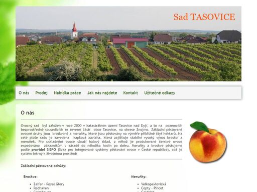 prodej ovoce, prodej meruněk, prodej broskví, sad tasovice