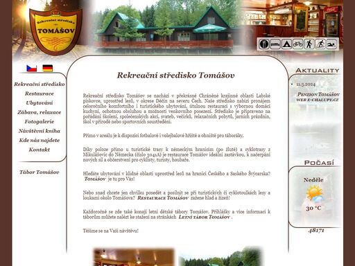 rekreační středisko tomášov nabízí pronájem ubytování hotelového typu, restauraci s domácí kuchyní, rekreaci uprostřed lesů v chko labské pískovce...