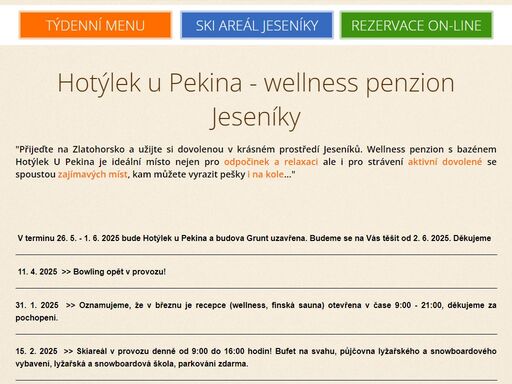 penzion jeseníky, wellness penzion jeseníky - komfortní a cenově dostupné ubytování s bazénem v krásném prostředí jeseníků - zlaté hory. pobyty s dětmi. lyžování - skia...