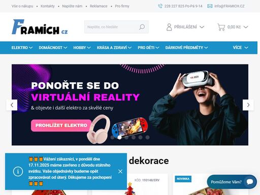 framich je ověřený prodejce s několikaletým úspěchem na českém trhu! nabízíme široký sortiment elektroniky, domácích potřeb, hraček pro děti a další...