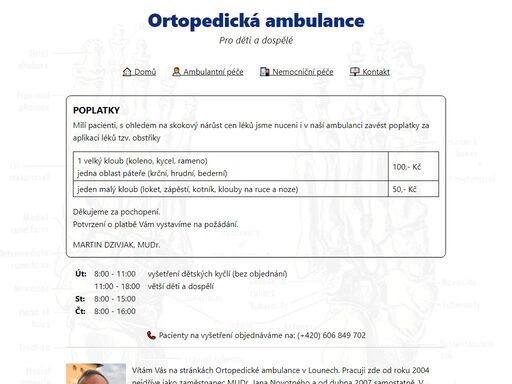 ortopedická ambulance mudr. martina dzivjaka pro děti a dospělé v lounech.